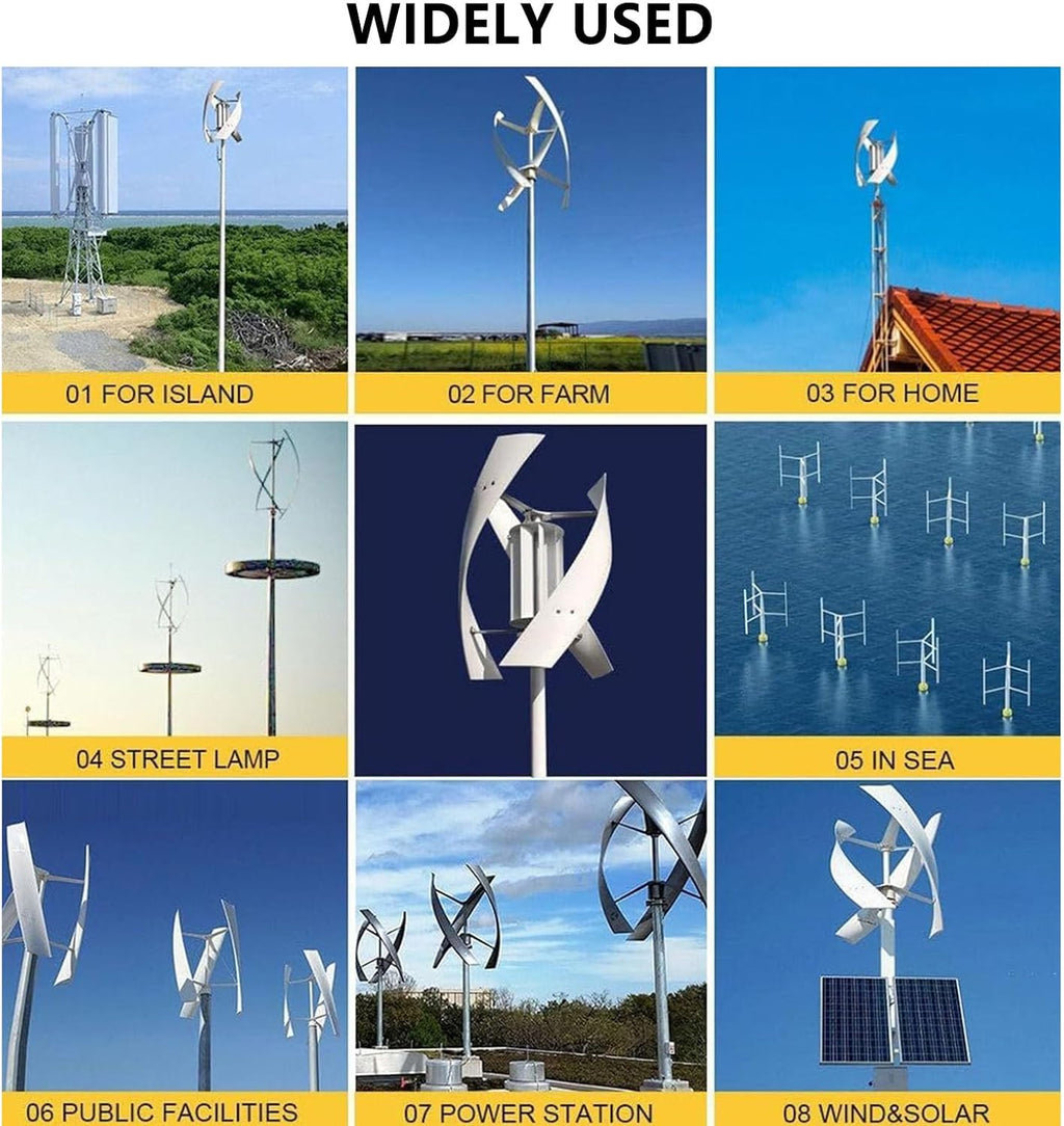 3000W Portable Wind Turbine Generator Kit, 12V/24V Vertical 3-Blade Helix Power System, Eco-Friendly Renewable Energy for Off-Grid Homes, Efficient Wind Power Solution