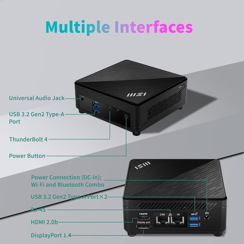 msi Cubi B0A8 Premium Compact Desktop - 12th Gen Intel i7-1255U Processor, 32GB RAM, 2TB SSD, Wi-Fi 6, Windows 11 Pro, Support 4K@60Hz Triple Display for Home/Office/Gaming