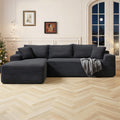 108 Inch Cloud Sectional Couch,Modern Modular Sectional Sofa with Deep Seat,Corduroy Boneless Couches with L-Shape Chaise for Living Room,No Assembly Required (Black, Left Facing Chaise)