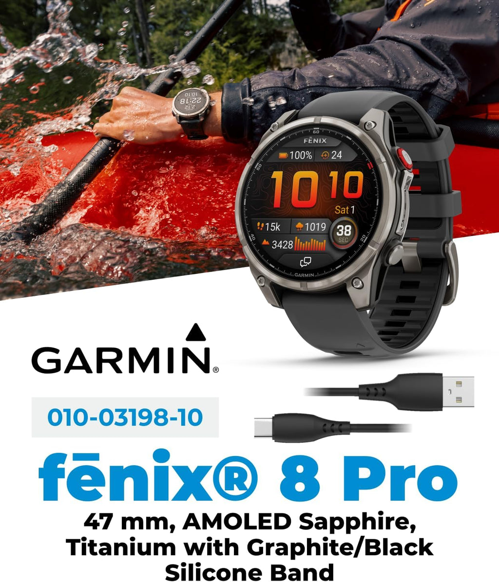 Garmin Fenix 7 Pro - Sapphire Solar Edition: Titanium 47 mm Smartwatch| Up to 22 Days Battery Life, Multisport & Outdoor High-Performance Multi-Band GPS Watch w/Flashlights Gift Bundle, 47mm Gray DLC