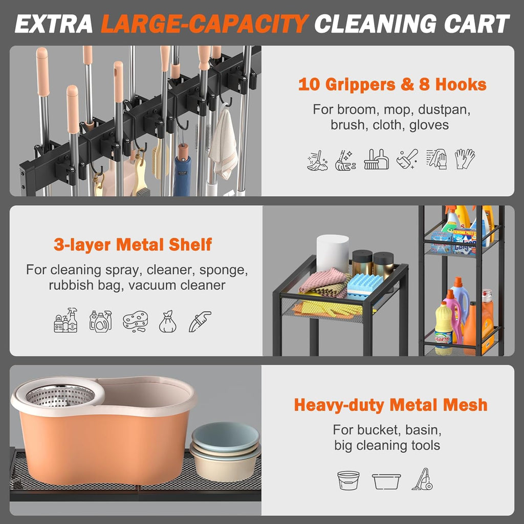 Vacuum Stand for Dyson and Broom Storage Cart