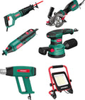 HYCHIKA Heat Gun,Orbital Sander 3.8Amp 450W,6.2A Mini Circular Saw,Reciprocating Saw,180W Rotary Tool,50W LED Work Light,6-Tool Power Tool Combo Kit
