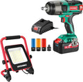 HYCHIKA 18 V Max Cordless Impact Wrench, 50W LED Work Light, 2-Tool Power Tool Set Combo Kit