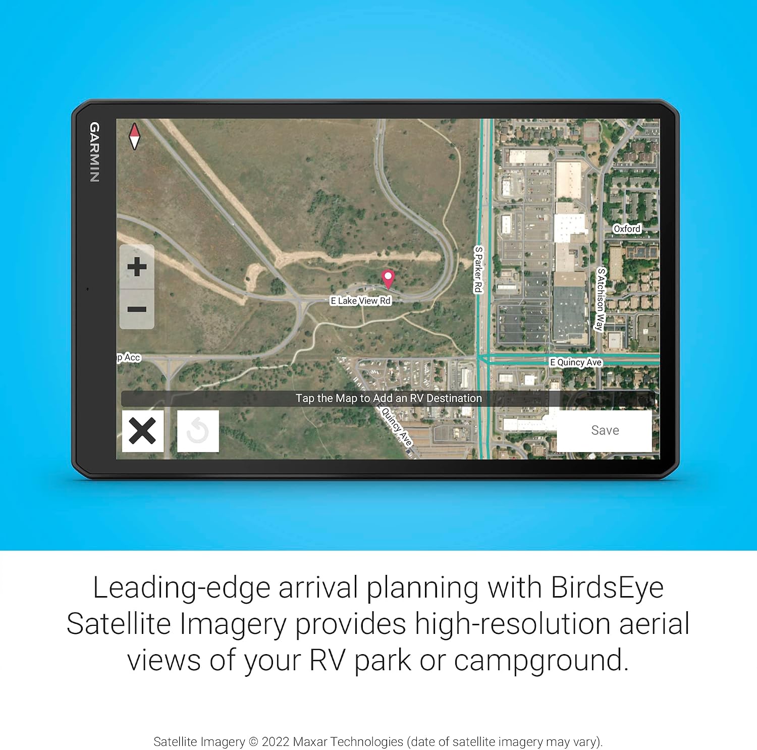 Garmin RV 1095, Extra-Large, Easy-to-Read 10' GPS Navigator, Custom Routing, High-Resolution Birdseye Satellite Imagery, Directory of Parks and Services, Landscape or Portrait View Display