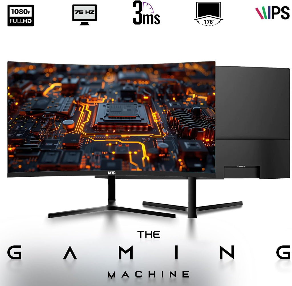 HP Desktop Computer PC – Intel Core i5, 32GB ARGB RAM, 1TB SSD, 27 Inch Curved Monitor, GT 1030 Graphics, RGB Keyboard with AI Copilot Key, Mouse & RGB Headphones, Windows 11 (Renewed)