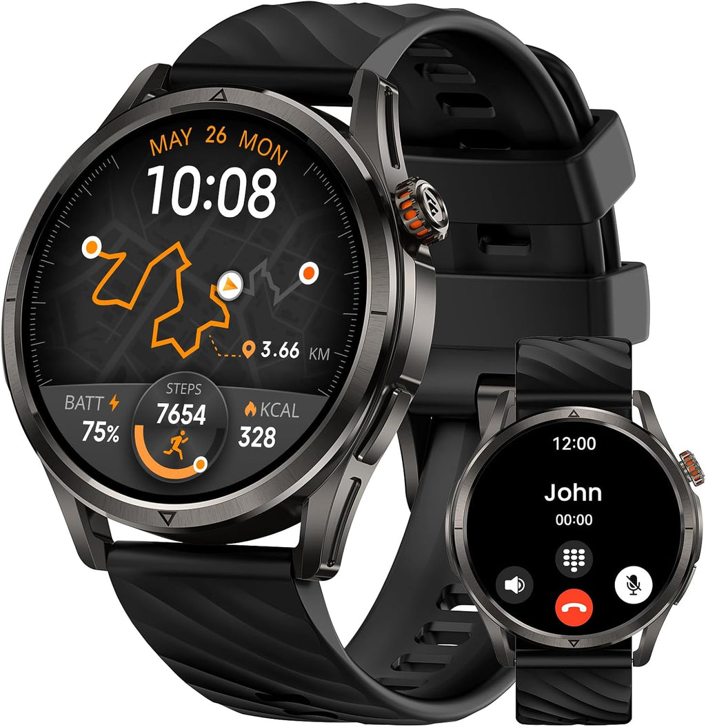 KOSPET Magic R10 GPS Smart Watch for Men, Stainless Steel Body, 50 Days Battery, 5ATM Waterproof, 180 Sport Modes for Outdoor Activity, 24/7 Heart Rate & Sleep Monitor (Black)