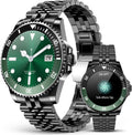 SOUYIE GPT Smart Watch with Bluetooth Call,1.19-inch AMOLED Display, 24/7 Heart Rate, Blood Oxygen, Blood Pressure, Sleep Monitor, 107 Sports Fitness Tracker, Compatible Android and iOS Black Green