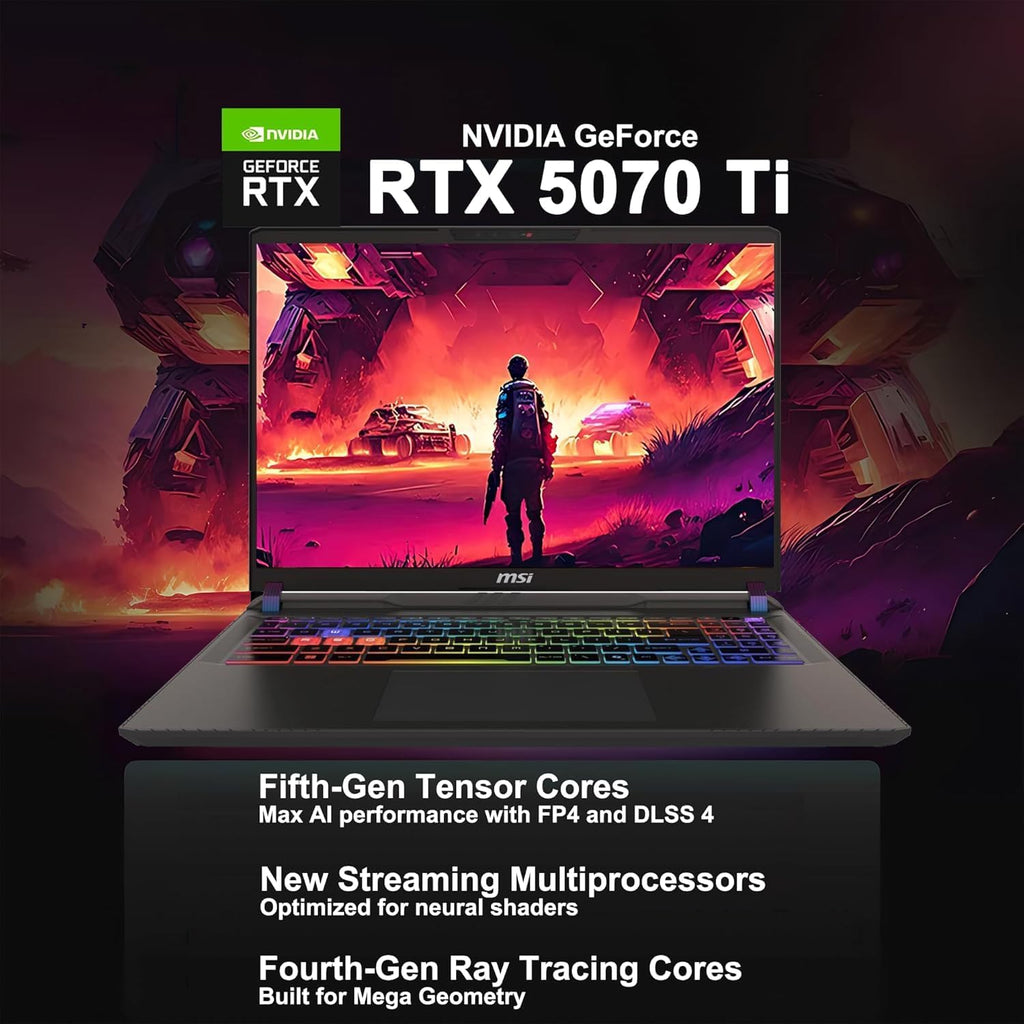 msi Vector 16 HX AI Gaming Laptop, 16' QHD+ IPS 240Hz,AMD Ryzen 9-8940HX Processor, GeForce RTX 5070 Ti, RGB Backlit, w/Mouse pad (Win 11, 16GB RAM | 1TB PCIe SSD)