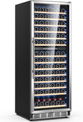 Mojgar 24 inch Wine Refrigerator 163 Bottles, Dual Zone Wine Fridge Freestanding Built-in Wine Cooler with Precision Thermostat, Full Extension Beechwood Shelves