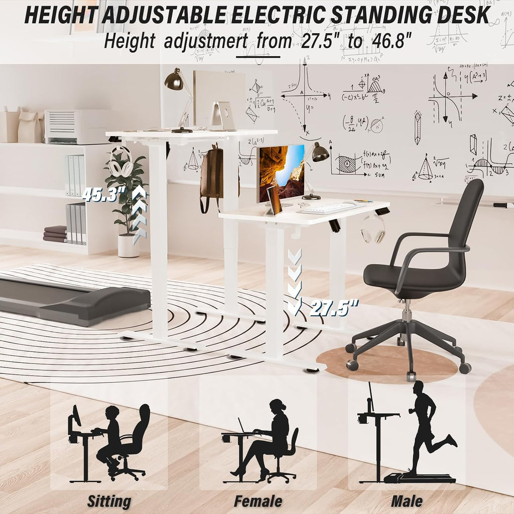 Kingant Standing Desk Height Adjustable Small Electric Stand Up Desks [32 x 24 Inch] - Ergonomic Sit Stand Desk Rising Desks for Home Office Computer Desk Stand Desk Workstation with Cable Management