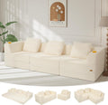 COMAX Futon Sofa Bed 3 Seater, 106' Convertible Sofa Bed Couches for Living Room, 4 in 1 Folding Boneless Sleeper Corduroy Couch Foam in a Box, Comfy Foldable Lounge Fold Out Floor Mattress, Beige