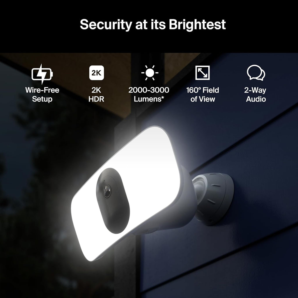 Arlo Pro 3 Floodlight Camera + Outdoor Charging Cable | Home Security Camera with 2K Video and HDR | Wire-Free, Weather-Resistant, Color Night Vision, Spotlight, 160-Degree Field of View, 2-Way Audio