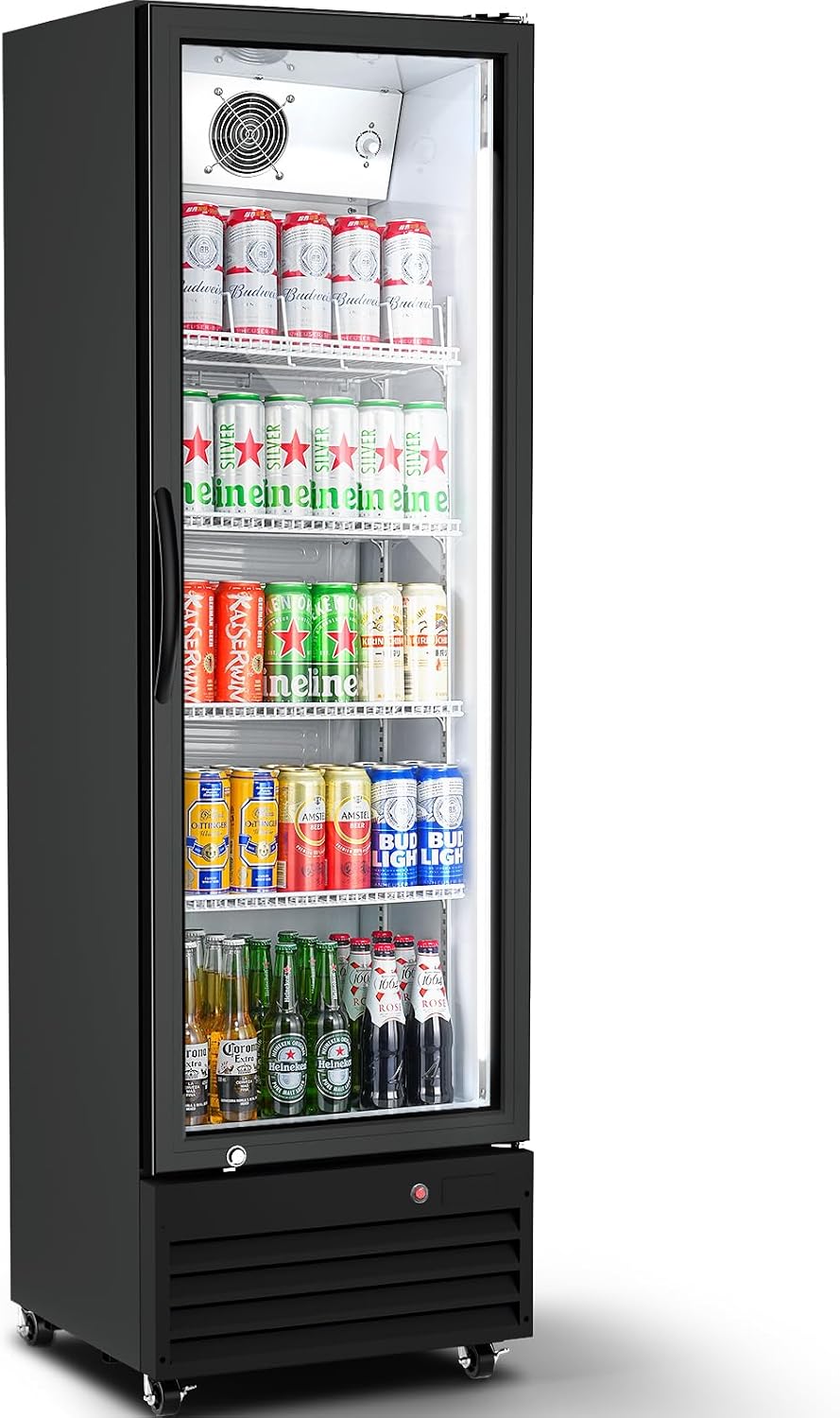 BODEGACOOLER 12.5 Cu.Ft Commercial Beverage Refrigerator with Glass Door,Commercial Drink Refrigerator,Upright Large Display Merchandiser Beverage Bar Cooler with Soft LED Light,Adjustable Shelves