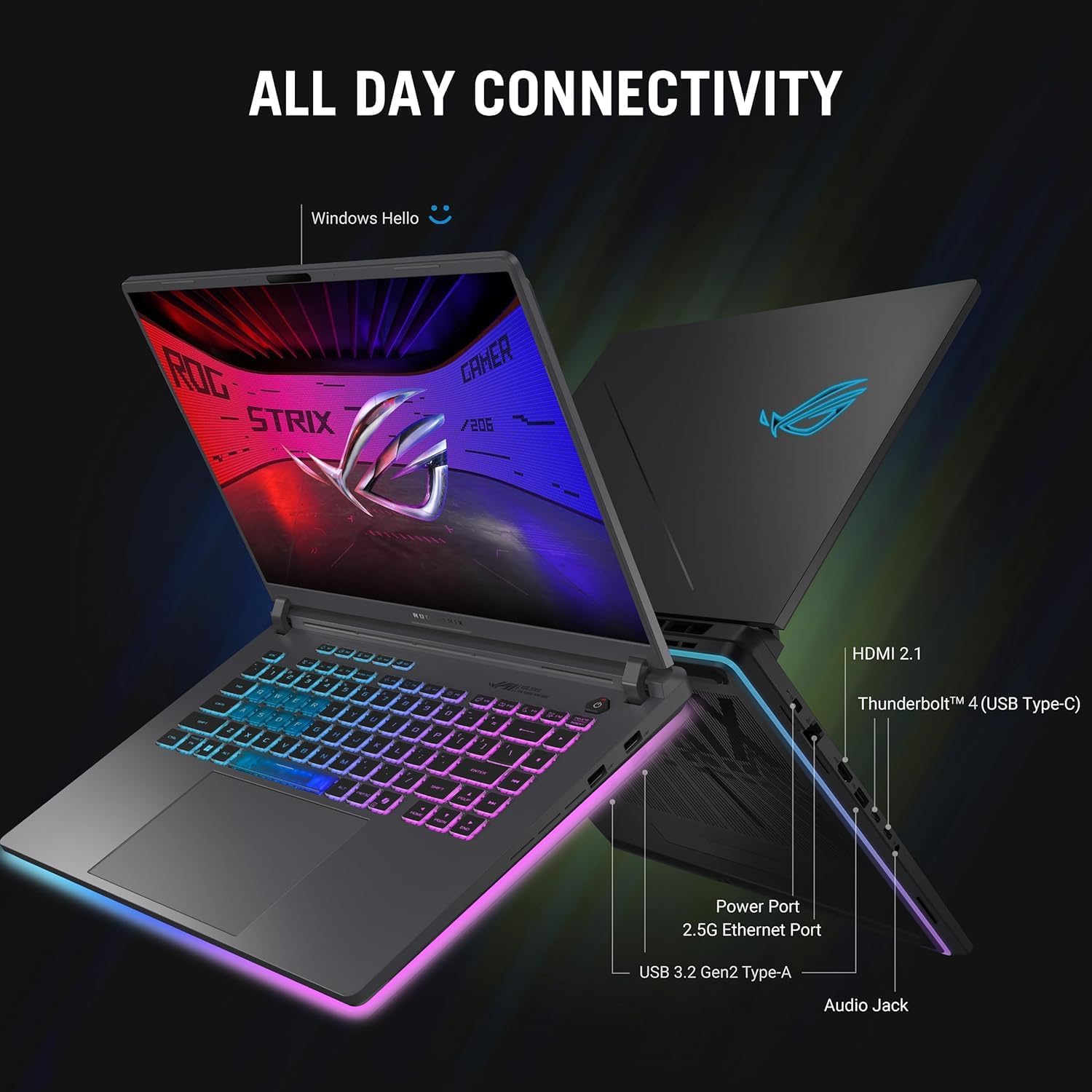 ASUS ROG Strix G16 Gaming Laptop, Intel i7-14650HX(Up to 5.2GHz), NVIDIA RTX 5060, 16' FHD+ 165Hz 3ms ROG Nebula Display, WiFi 7, Hires Audio, 64 GB DDR5, 4 TB SSD Gen 4, Windows 11 Pro