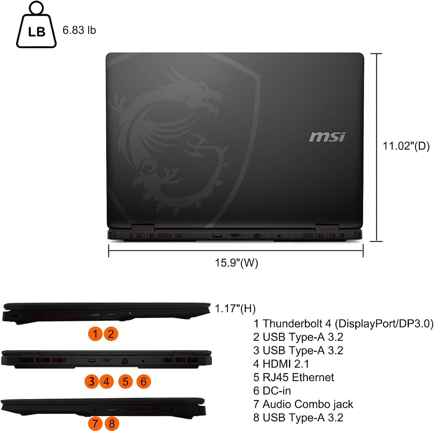 MSI Crosshair 18 HX AI Gaming Laptop 18' QHD+ 240Hz (100% DCI-P3) Intel 24-core Ultra 9 275HX (>i9-14900HX) 64GB DDR5 1TB SSD GeForce RTX 5070 (Up to 798 AI TOPS) RGB Backlit Thunderbolt Win11 ICP Hub