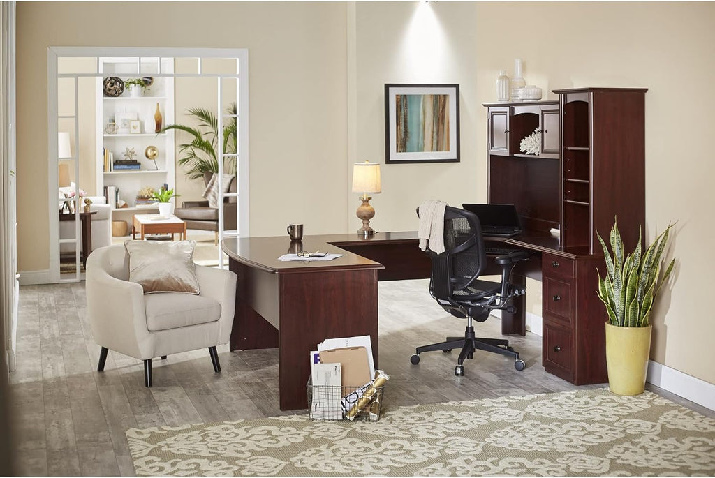 Realspace® Broadstreet 65'W U-Shaped Executive Corner Desk, Cherry