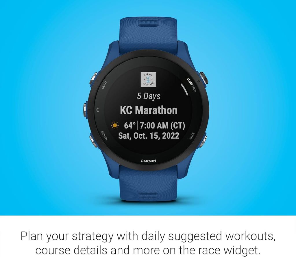 Garmin Forerunner® 255, GPS Running Smartwatch, Advanced Insights, Long-Lasting Battery, Tidal Blue (Renewed)