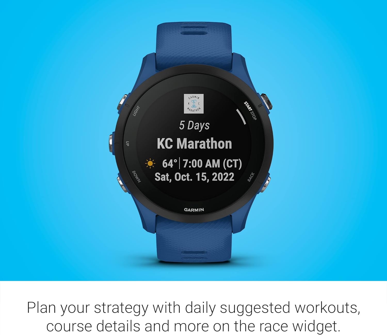 Garmin Forerunner® 255, GPS Running Smartwatch, Advanced Insights, Long-Lasting Battery, Tidal Blue (Renewed)