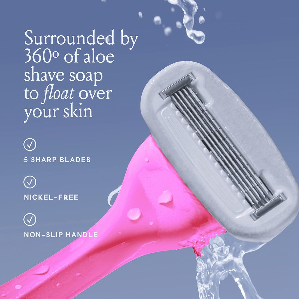Billie Razors for Women Shave Kit – Women's Razor + 4 x 5-Blade Razor Refills + Magnetic Holder – DreamPop,(Pack of 12)