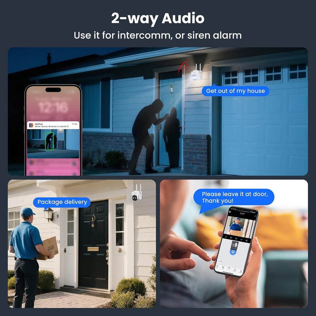 XMARTO 10X Zoom Mesh WiFi6 PTZ AI Tracking Security Camera System, 10-Cam 2K Dual Lens Bundle, 10CH 4K Expandable NVR 1TB HDD, Long Range WiFi, Plug-in 24/7 Wireless Indoor/Outdoor Surveillance