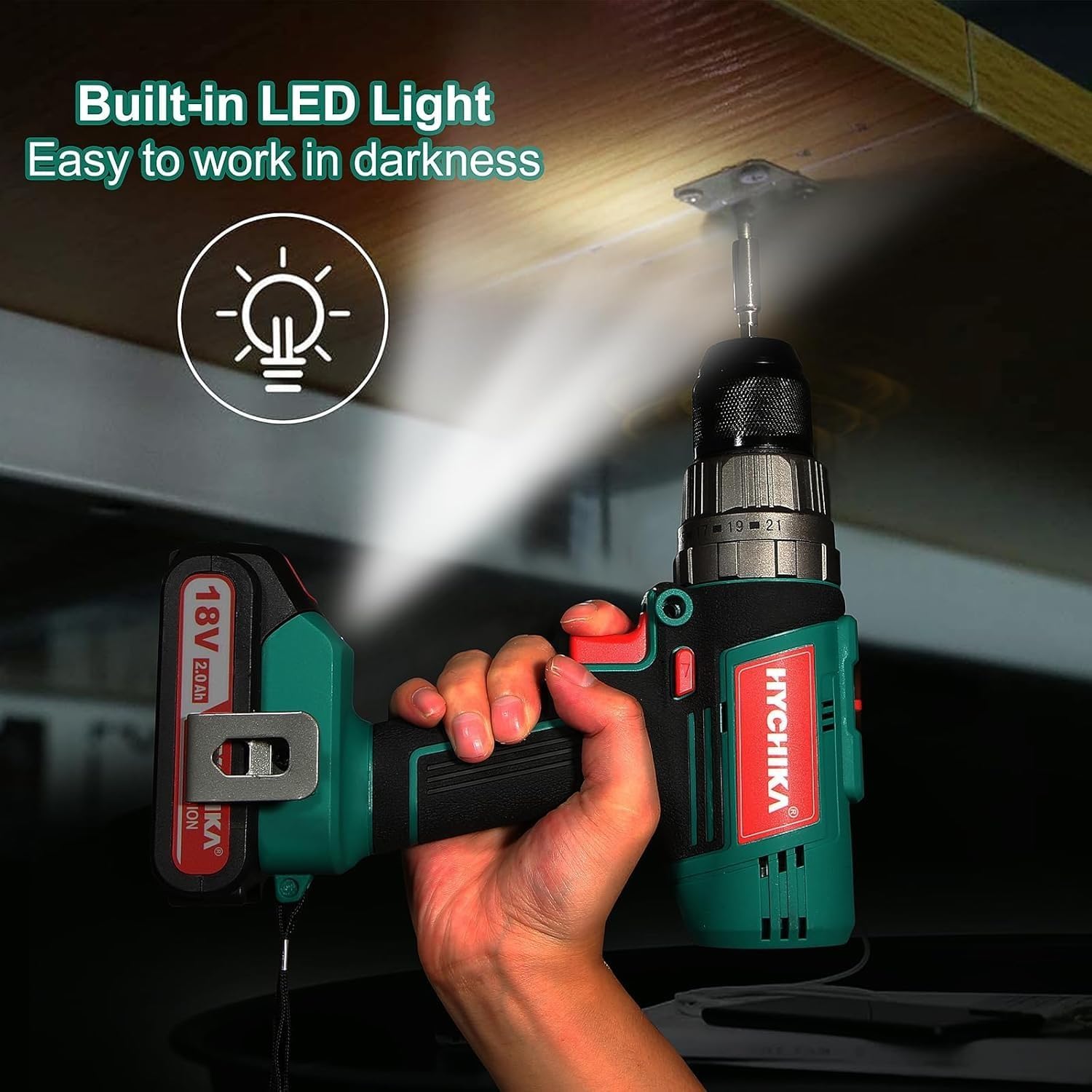 HYCHIKA 18 V Max Cordless Impact Wrench, Cordless Hammer Drill Driver 18V, 2-Tool Power Tool Combo Kit