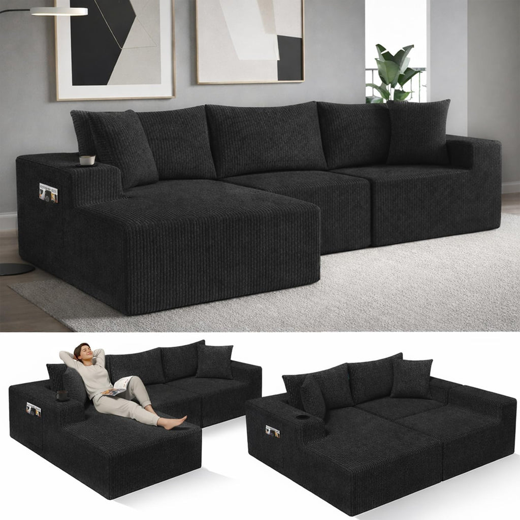 EconoHome Boneless Cloud Sectional Sofa - Plush Deep Seat L-Shaped Couch for Relaxing & Entertaining, Durable Construction & Easy Assembly, Perfect Addition to Any Living Room