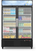 IDEALHOUSE Commercial Glass Door,Beverage Cooler - Upright Display Refrigerator, with LED Lighting for Restaurants, Supermarkets & Cafés | Large Capacity, Adjustable Shelves, Energy Efficient, Black