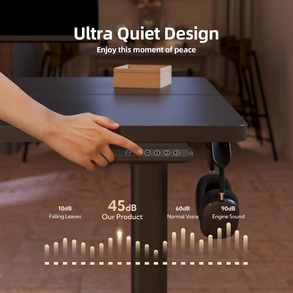 INNOVAR Electric Standing Desk, Adjustable Height Stand up Desks, 63 x 24 Inches Sit Stand up Desk for Home Office Computing, 3-Preset Memory Height Ergonomic Rising Desks, Black
