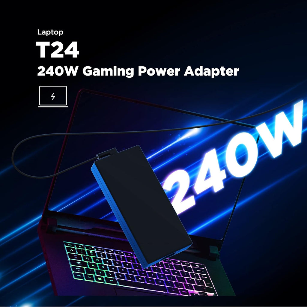 Innergie T24 240W 230W Universal Gaming Laptop Charger Power Adapter for Acer ASUS ROG Dell Alienware HP Lenovo MSI 100-240V AC Input 20V 12A DC Output Power Supply Made by Delta Electronics