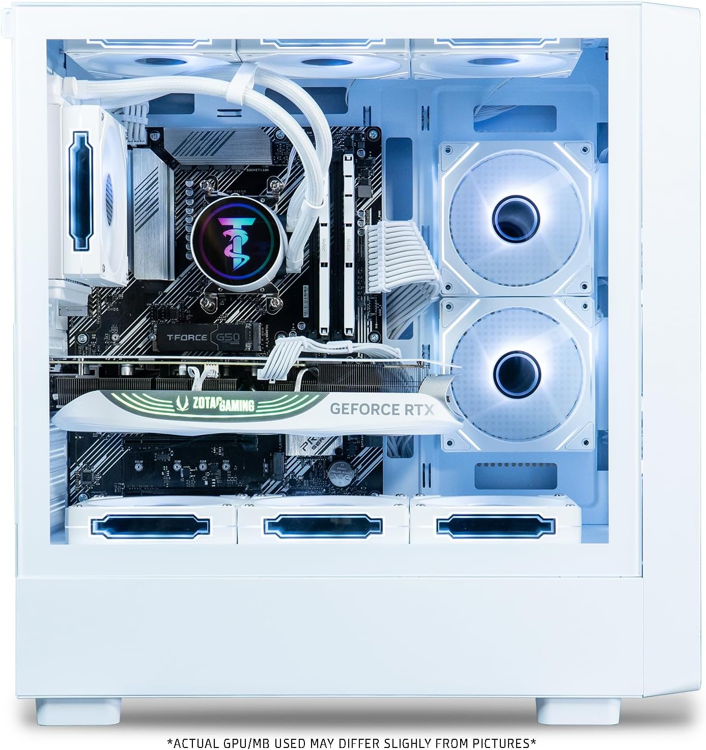 ViprTech Overlord 3.0 Wood Gaming PC - AMD Ryzen 9 7900X (5.6Ghz Liquid Cooled), RTX 5070 Ti 16GB, 32GB DDR5 RAM, 2TB NVMe SSD, 1000W Gold, Keyboard Mouse, VR-Ready, WiFi BT, Computer Desktop, White