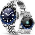 SOUYIE 2025 DA GPT Smart Watch for Men, Heart Rate, Blood Pressure, Blood Oxygen, Sleep Monitor, 107 Sports Modes, 1.19-inch AMOLED Display, Waterproof Round Watch, Compatible Android iOS Silver Blue