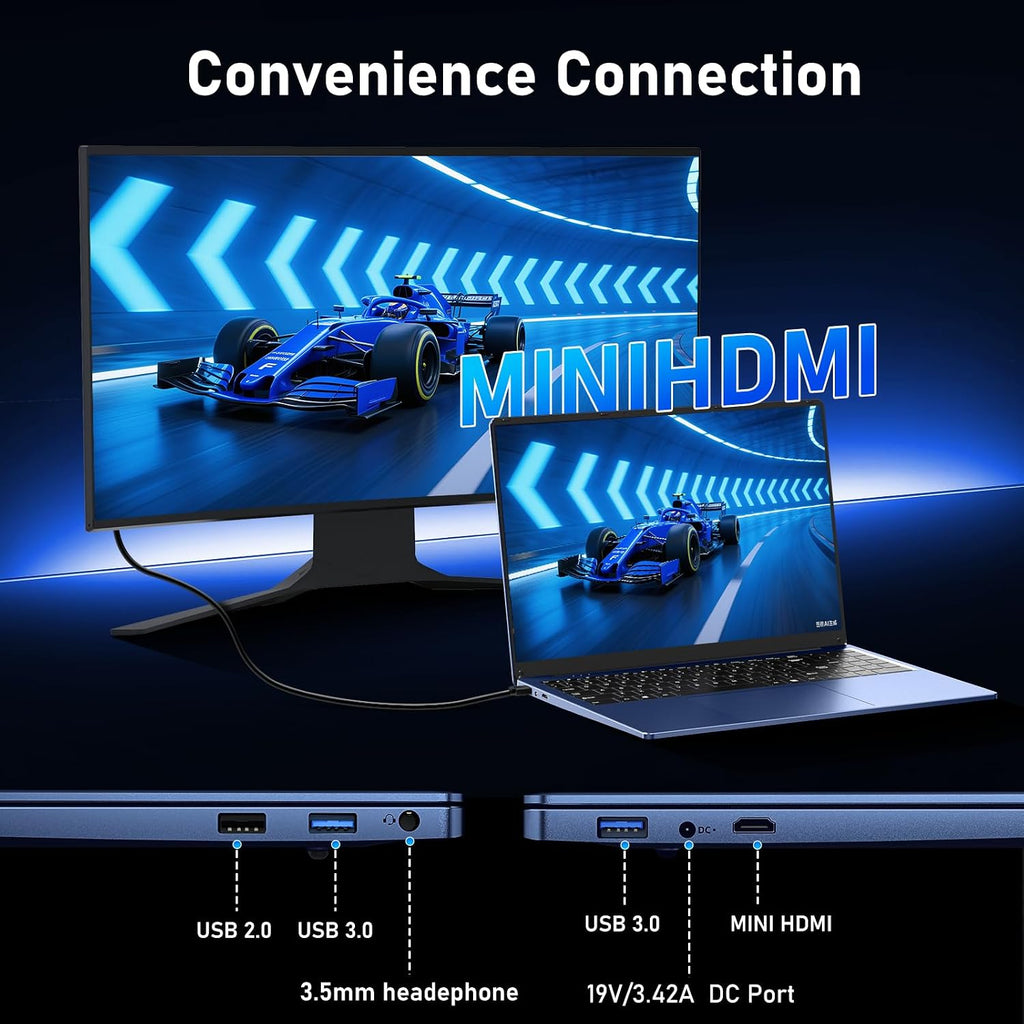 FUNYET Gaming Laptop, 16 inch Laptop Computer 2026 with Window 11 Pro, 16GB RAM 512GB SSD, Int 13th Gen N150 Processor(up to 3.6GHz), Backlit Keyboard, Mini HDMI, FHD 1920 * 1200, Dark Blue