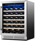 Yeego Wine Fridge Cooler - 24 Inch Wine Fridge Hold 52 Bottles, 40-65°F Wine Refrigerator Glass Door, Built in, Freestanding Under Counter Fridge for Beer Soda Drink Home Bar Office(5.12 Cu.ft)