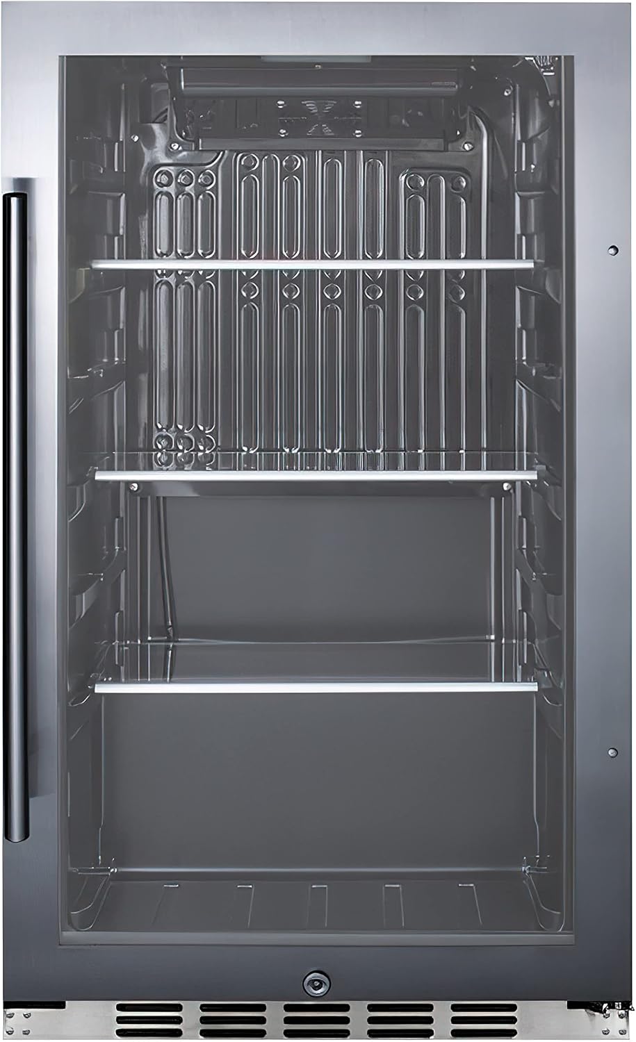 Summit Appliance SPR488BOSH34 Shallow Depth Indoor/Outdoor Beverage Cooler, 3.13 cu.ft. Capacity, 17.75' Depth, Weatherproof Design, Sealed Back, Factory Installed Lock, LED Lighting, Black Interior