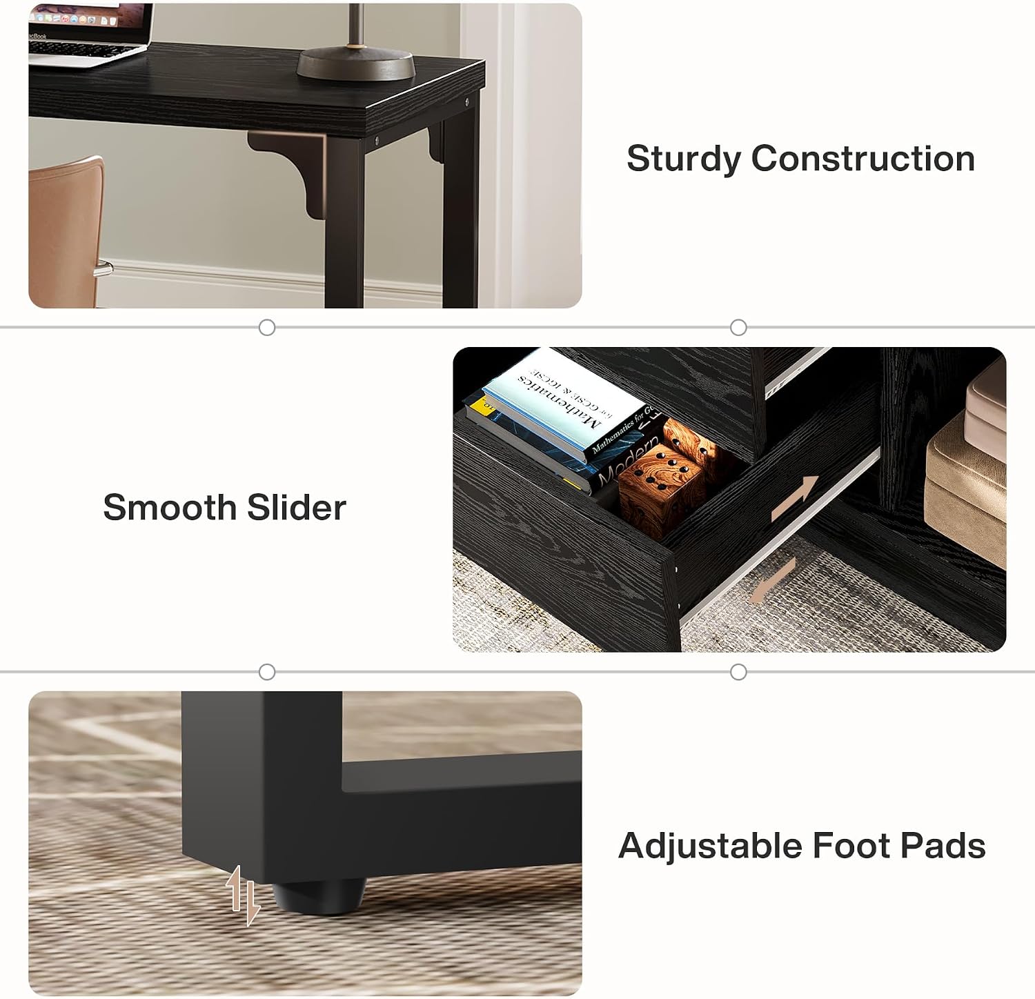 Tribesigns L-Shaped Computer Desk with Drawers and Shelves, Reversible Corner Office Desk with Storage Cabinet, Modern Study Writing Table for Home Office, Bedroom (Black)