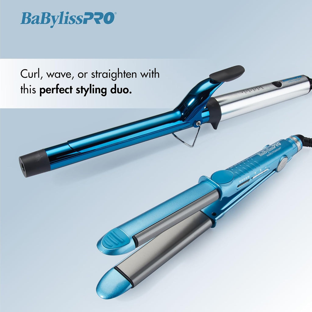 BaBylissPRO Nano Titanium Flat Iron Hair Straightener, 1' Curved Styler for Professional Salon Results and All Hair Types