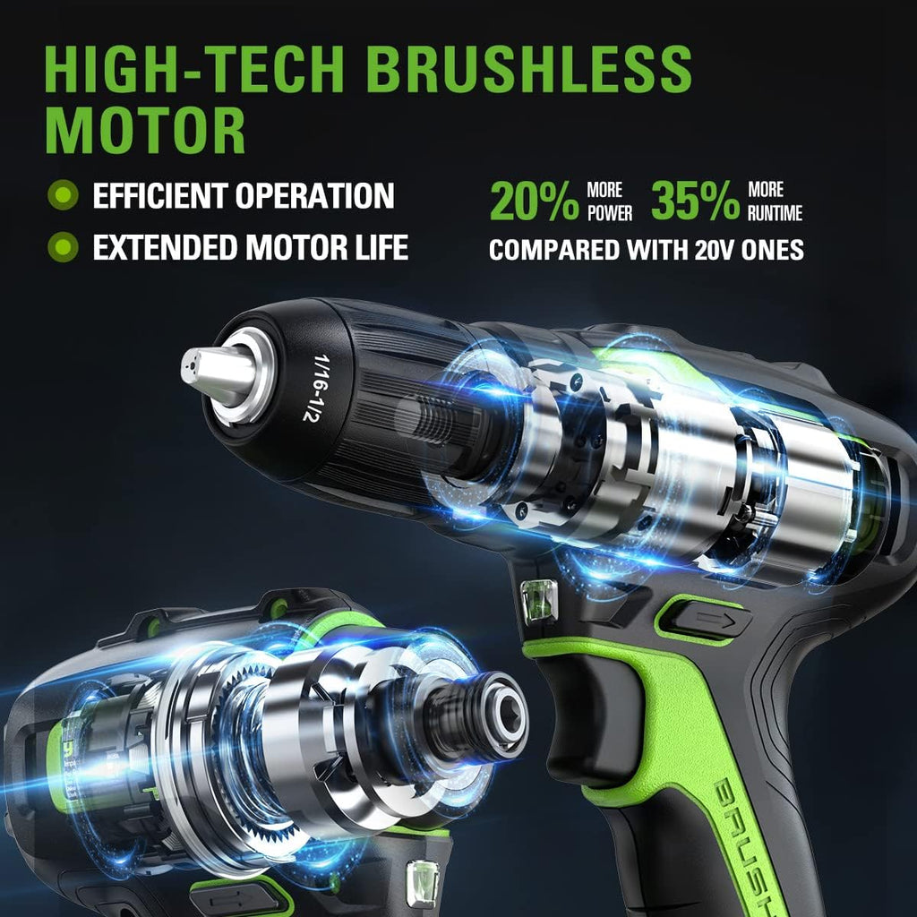 Greenworks 24V Brushless 310 in./lbs Drill / Driver + 2650 in./lbs Impact Driver Combo Kit, (2) USB (Power Bank) Batteries and Dual Port Charger Included LED Light, 2pcs Driving Bits with Tool Bag