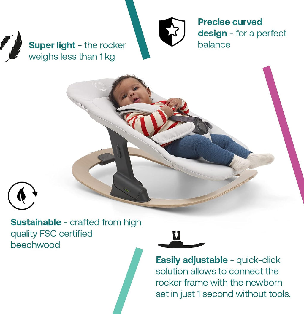 Bugaboo Giraffe Rocker Frame – FSC Certified Wooden Bouncer Base for Giraffe Newborn Set – Converts High Chair Newborn Seat into Portable Rocker – Natural Beechwood Baby Rocking Accessory