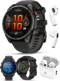 PlayBetter Garmin Fenix 8 Pro AMOLED Sapphire (47mm, Carbon Gray DLC Titanium) Multisport GPS Smartwatch Bundle - 1.4' Touchscreen, inReach Technology Wireless Running Earbuds