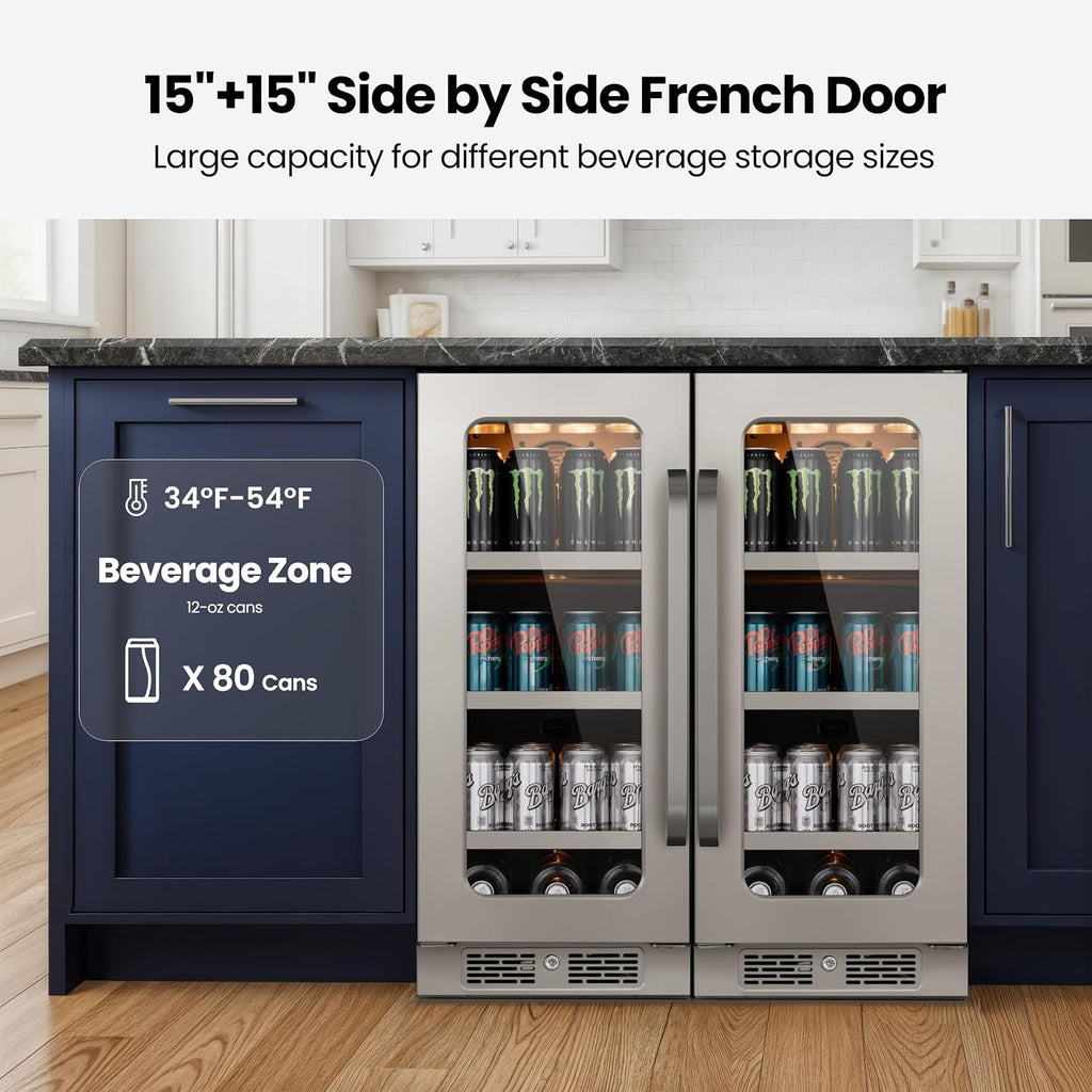 Whynter Wine Fridge Refrigerator 30 Inch Wine Cooler Bundle Built-In or Freestanding Wine Fridge with Glass Door Large Capacity Holds 160 Cans Beverage Refrigerators For Home Bar Kitchen