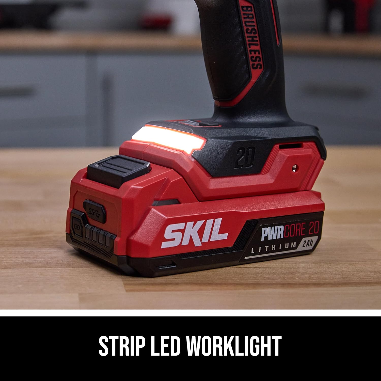 SKIL PWR CORE 20 Brushless 20V Compact Multi-Head Drill Driver Kit, Includes 2.0 Ah USB-C Battery & PD Charger - QD6293B-10