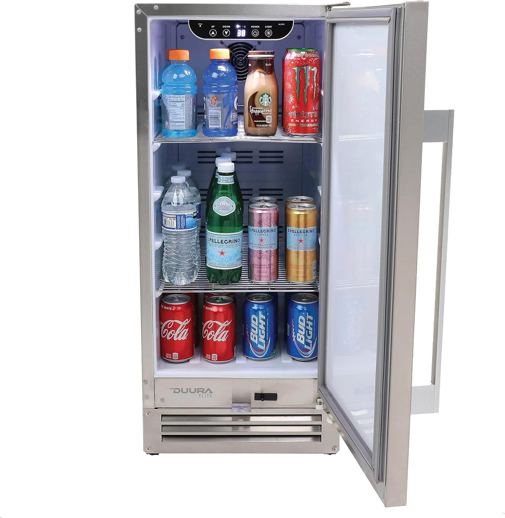 Beverage Refrigerator for Built-In or Freestanding and Indoor or Outdoor Use, Stainless Steel Construction with Reversible Door Drink Fridge Holds 96 Cans, 2.9-Cu.Ft., Metallic