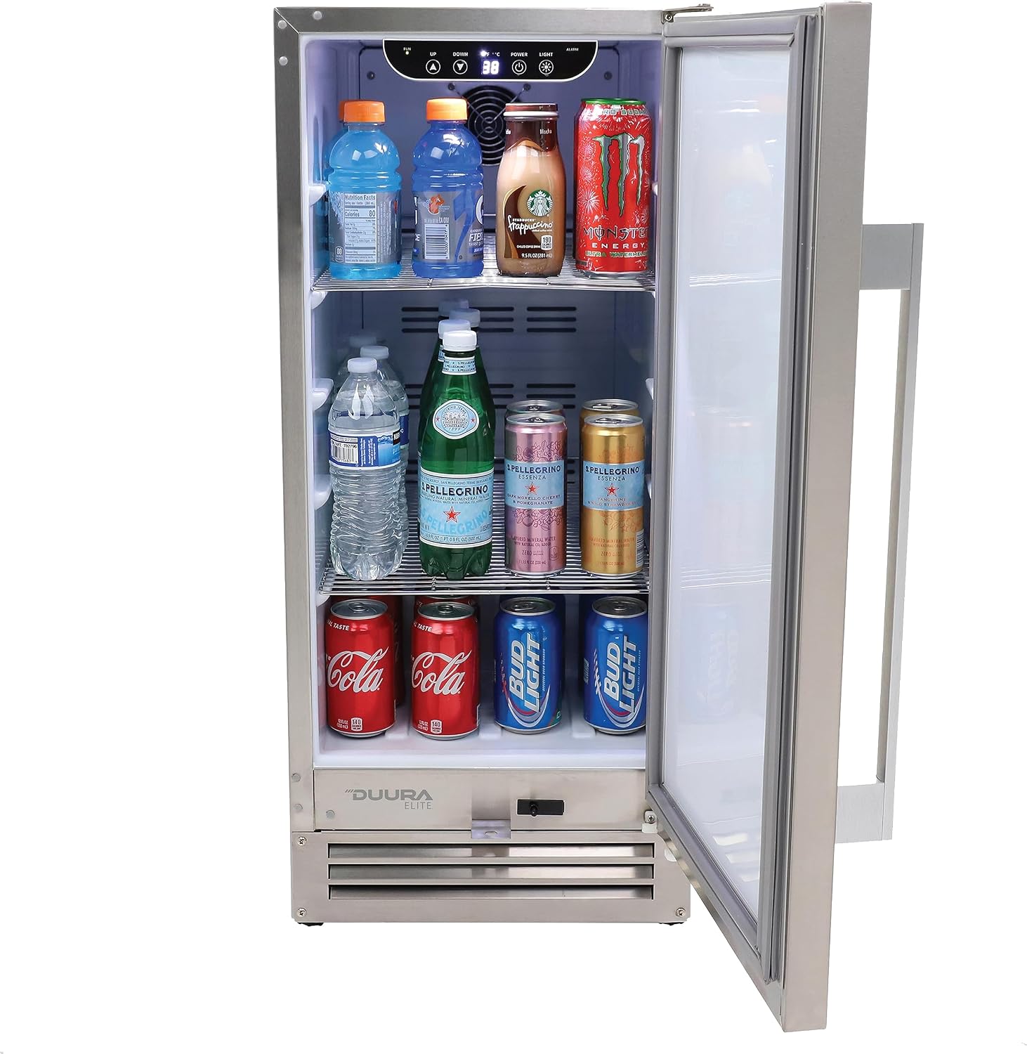 Beverage Refrigerator for Built-In or Freestanding and Indoor or Outdoor Use, Stainless Steel Construction with Reversible Door Drink Fridge Holds 96 Cans, 2.9-Cu.Ft., Metallic