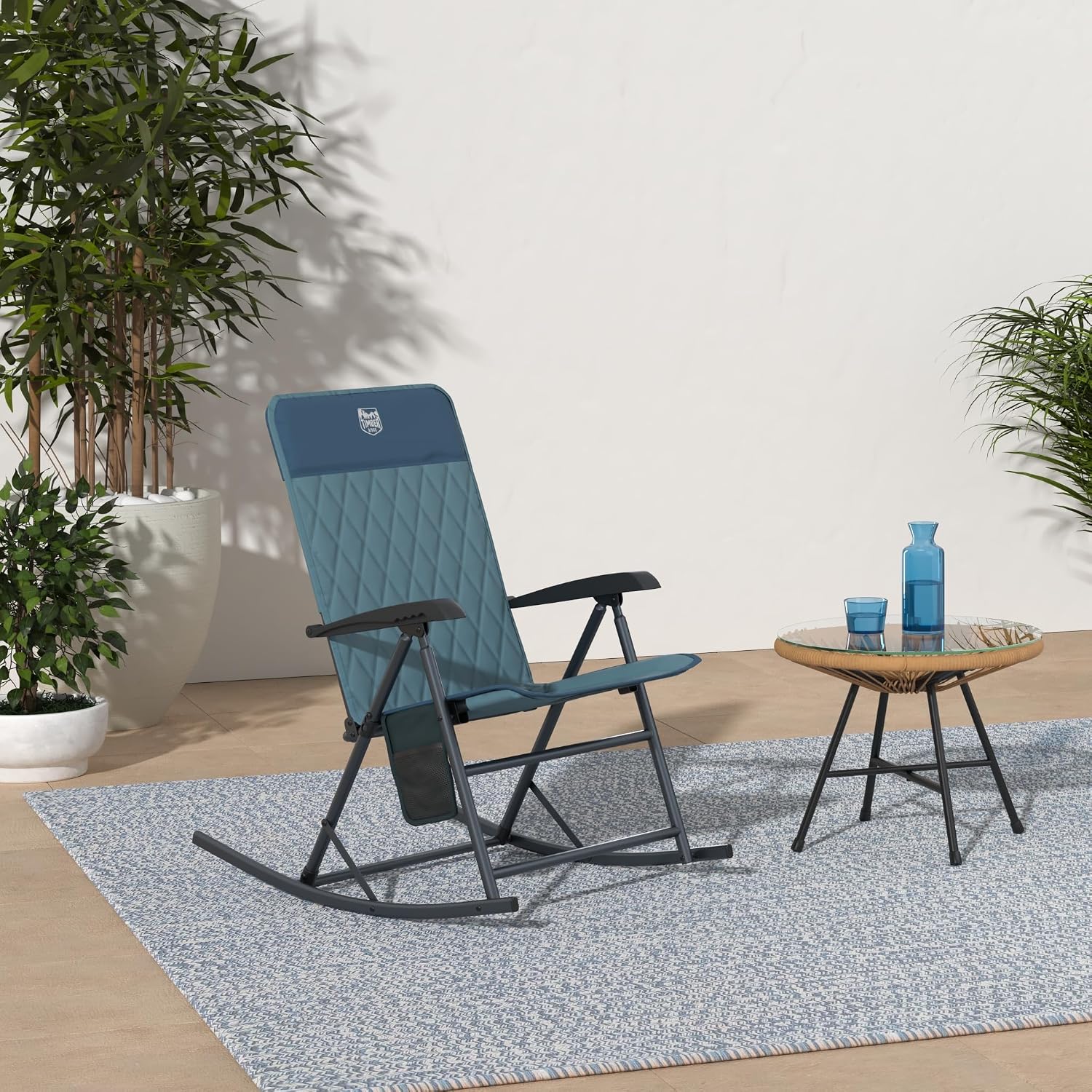 Timber Ridge 3-Level Adjustable Rocking Camping Chair, Ergonomic Padded High Back, Supports 300 LBS, Stable Anti-Tip Rocker, Hard Armrests for Easy Standing, Portable for Patio, Lawn & Tailgating