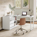 Tribesigns L-Shaped Computer Desk with Drawers and Shelves, Reversible White Corner Office Desk with Storage Cabinet, Modern Study Writing Table for Home Office, Bedroom