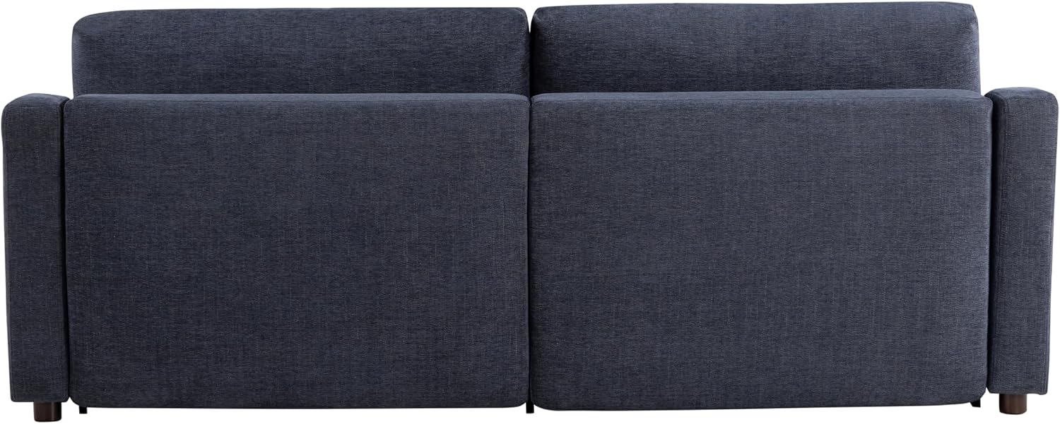 Serta Glendale 90.2' Queen Size Wall-Hugging Convertible Sofa, Dreamcoil Comfort, Chenille Fabric, Navy