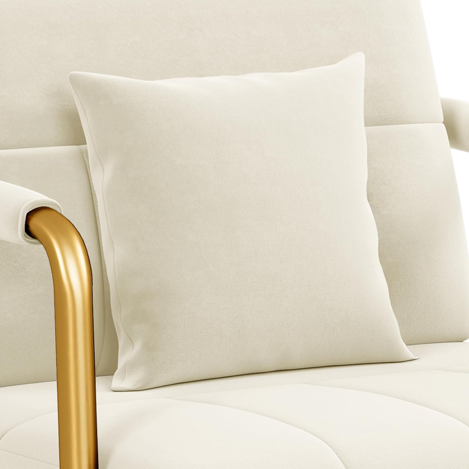 Yaheetech 30' W Modern Sofa Small Sofa Luxurious Velvet Fabric Couch with Gold-Tone Metal Arms and Legs for Living Room, Home Office, Studio Beige