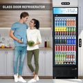 Commercial Beverage Refrigerator, 15 Cu.ft.Display Fridge Glass Door Upright Display Door with Adjustable Shelves LED Light for Restaurant,Grocery Stores,Office