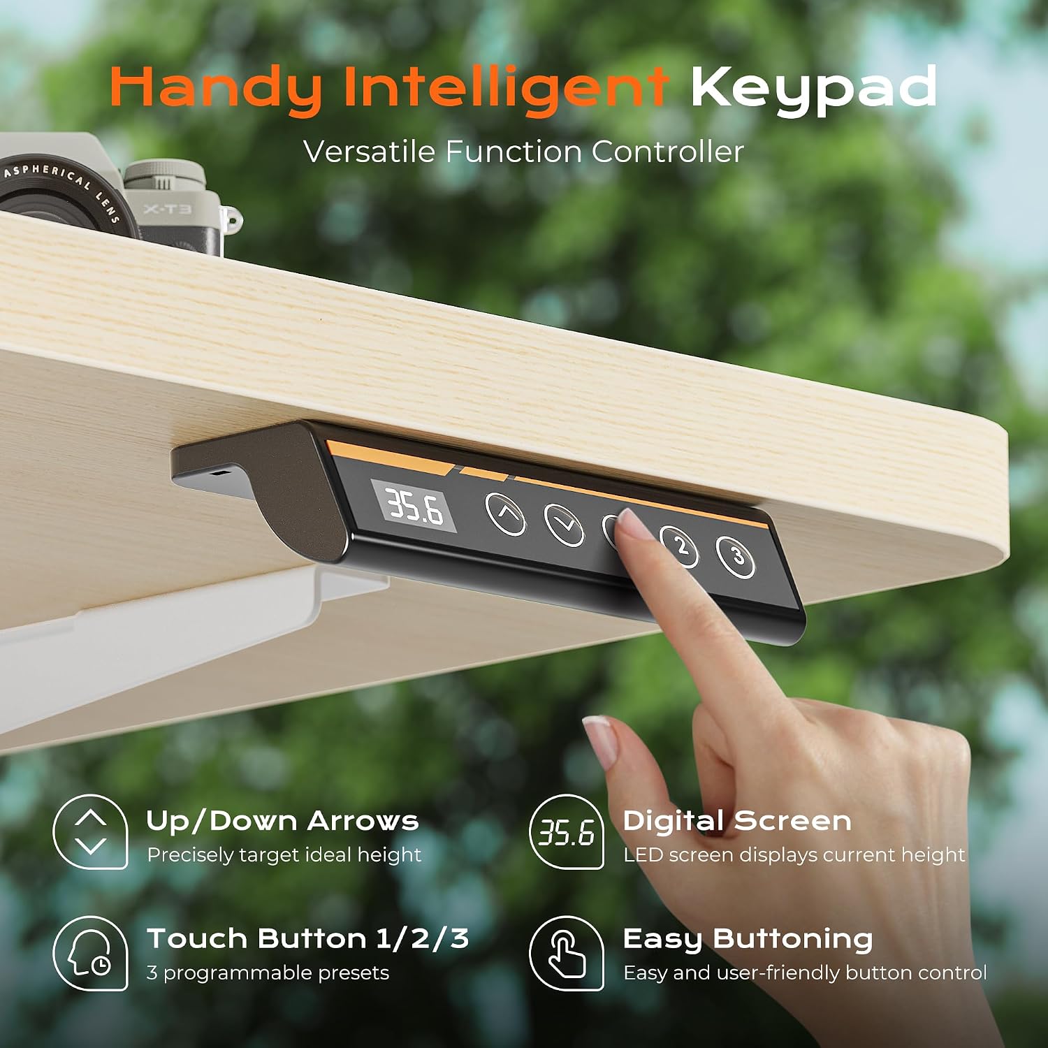 Huuger 55 x 28 Large Electric Standing Desk, Height Adjustable Desk, 27.6' Deep Desktop, Stand up Gaming Computer Office Desk with 2 Hooks, 3 Preset Heights, for Home Office, Maple