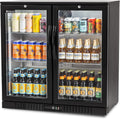 Procool 2-Door Counter Height Beverage Refrigerator - 36' Wide Energy Efficient Black Bar Fridge With Glass Doors & LED Lighting - Commercial Back Bar Cooler